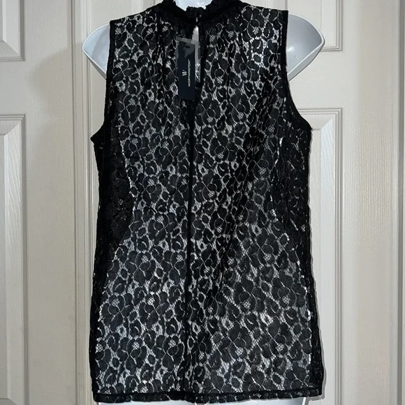 Black mock neck, lace sleeveless blouse. New with tags! 💕 - Picture 3 of 6